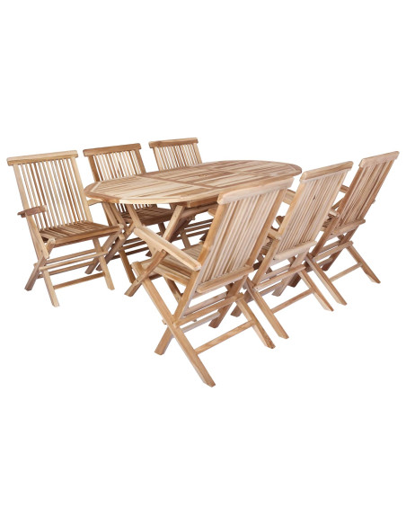 Set di Mobili da Giardino 7 pz Naturale Legno di teak solido