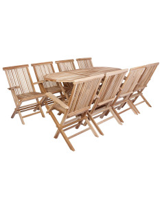 Set di Mobili da Giardino 9 pz Naturale Legno di teak solido 2