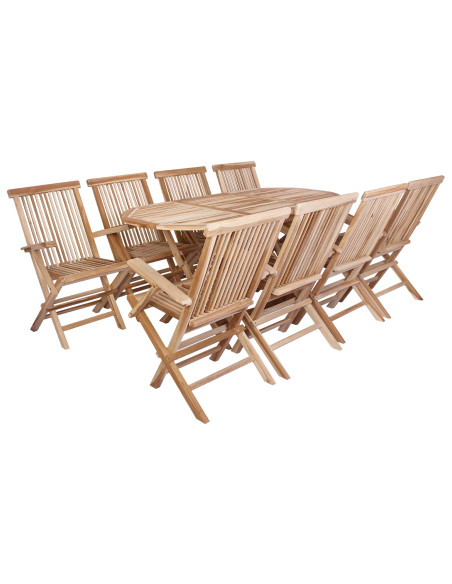 Set di Mobili da Giardino 9 pz Naturale Legno di teak solido