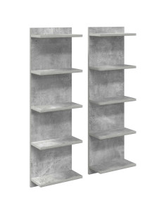 Scaffale da parete 2 pz Grigio Cemento 30 x 15 x 100 cm 2