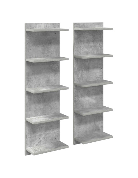 Scaffale da parete 2 pz Grigio Cemento 30 x 15 x 100 cm