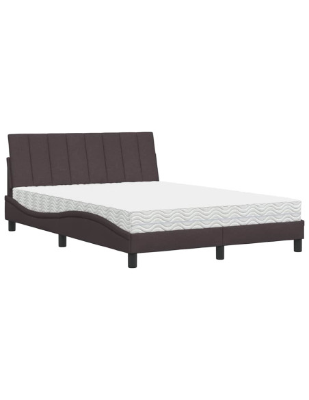 Letto con Materasso Hanko Marrone Scuro 140x190cm Tessuto
