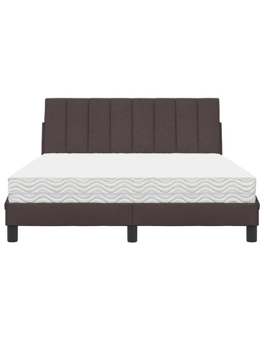 Letto con Materasso Hanko Marrone Scuro 140x190cm Tessuto