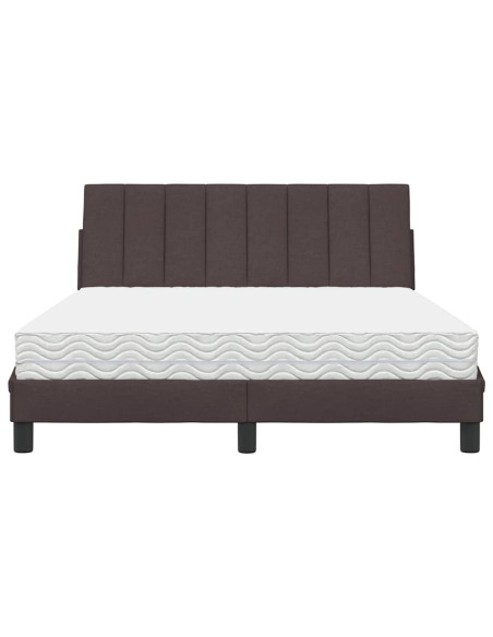 Letto con Materasso Hanko Marrone Scuro 140x190cm Tessuto