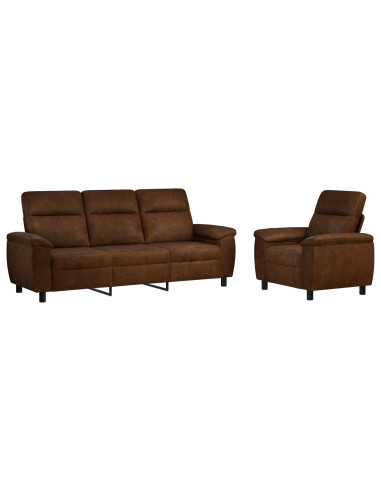 Set di divani 2 pz Marrone Pelle Scamosciata Sintetica