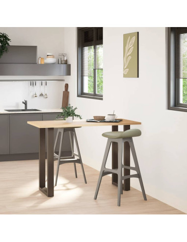 Gambe per tavolo da bar a forma di U 2 pz in acciaio naturale 40x(90-91) cm