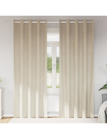 Tende oscuranti 2 pz Crema 140 x 260 cm Velluto