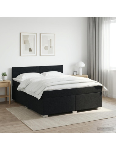 Letto box spring con materasso Nero 140 x 200 cm Tessuto