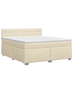 Letto box spring con materasso Crema 140 x 200 cm Tessuto