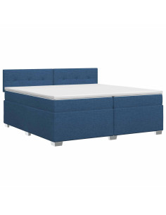 Letto box spring con materasso Blu 200 x 200 cm Tessuto