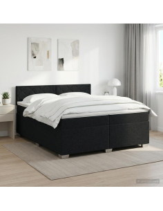 Letto box spring con materasso Nero 200 x 200 cm Tessuto