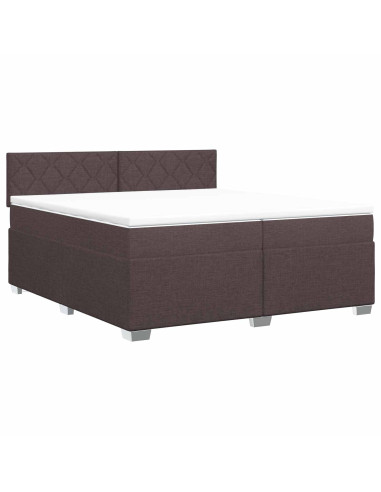 Letto box spring con materasso Marrone Scuro 200 x 200 cm
