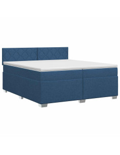 Letto box spring con materasso Blu 200 x 200 cm Tessuto