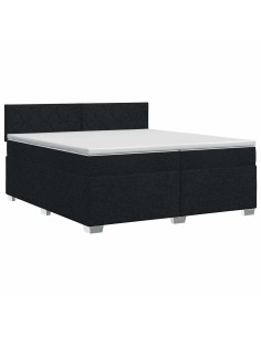 Letto box spring con materasso Nero 200 x 200 cm Tessuto 2