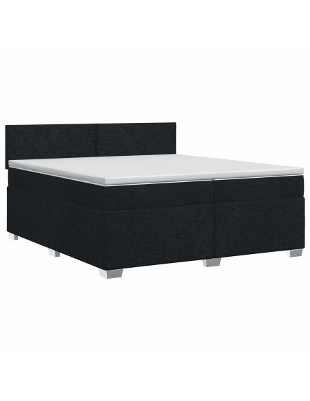 Letto box spring con materasso Nero 200 x 200 cm Tessuto