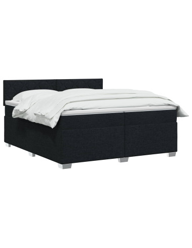 Letto box spring con materasso Nero 200 x 200 cm Tessuto