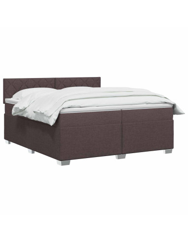 Letto box spring con materasso Marrone Scuro 200 x 200 cm