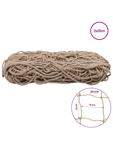 Rete di supporto per piante in juta Naturale 2 x 10 m