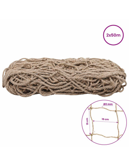 Rete di supporto per piante in juta Naturale 2 x 50 m