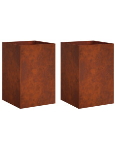 Vaso da giardino 2 pz Ruggine 40 x 40 x 75 cm Acciaio Corten 2