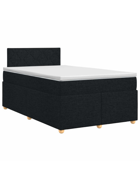 Letto box spring con materasso Nero 120 x 200 cm Tessuto