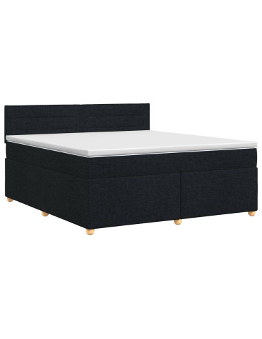 Letto box spring con materasso Nero 140 x 190 cm Tessuto
