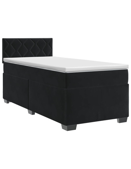 Letto box spring con materasso Nero 100 x 200 cm Velluto