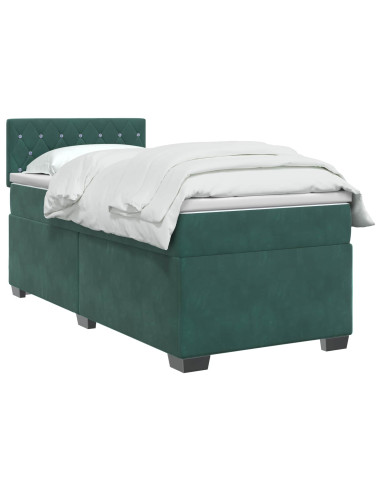 Letto box spring con materasso Verde Scuro 100 x 200 cm Velluto