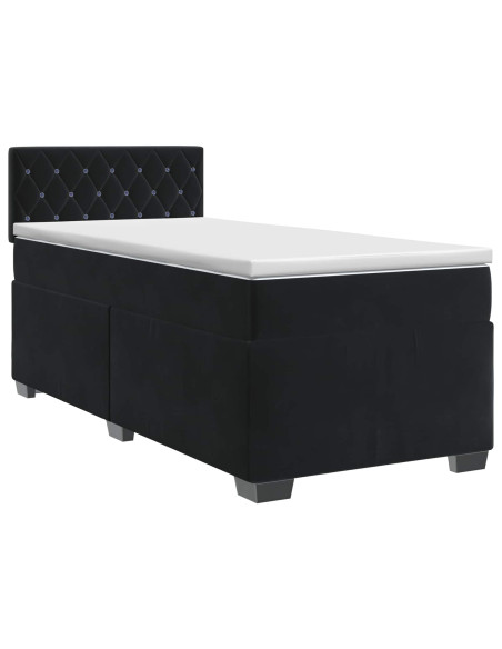 Letto box spring con materasso Nero 80 x 200 cm Velluto