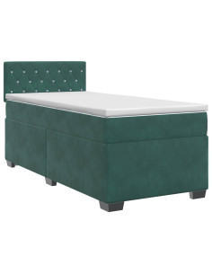 Letto box spring con materasso Verde Scuro 80 x 200 cm Velluto