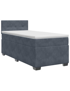 Letto box spring con materasso Grigio Scuro 80 x 200 cm Velluto
