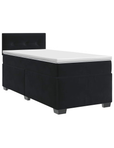 Letto box spring con materasso Nero 80 x 200 cm Velluto