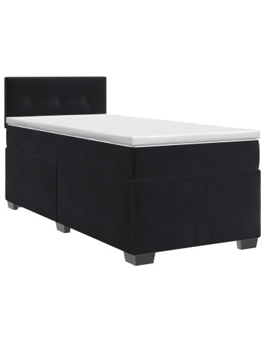Letto box spring con materasso Nero 80 x 200 cm Velluto