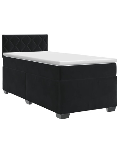 Letto box spring con materasso Nero 80 x 200 cm Velluto