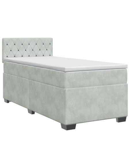 Letto box spring con materasso Grigio Chiaro 90 x 190 cm