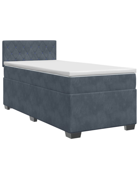 Letto box spring con materasso Grigio Scuro 90 x 190 cm Velluto
