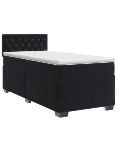 Letto box spring con materasso Nero 90 x 190 cm Velluto