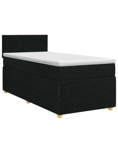 Letto box spring con materasso Nero 100 x 200 cm Tessuto