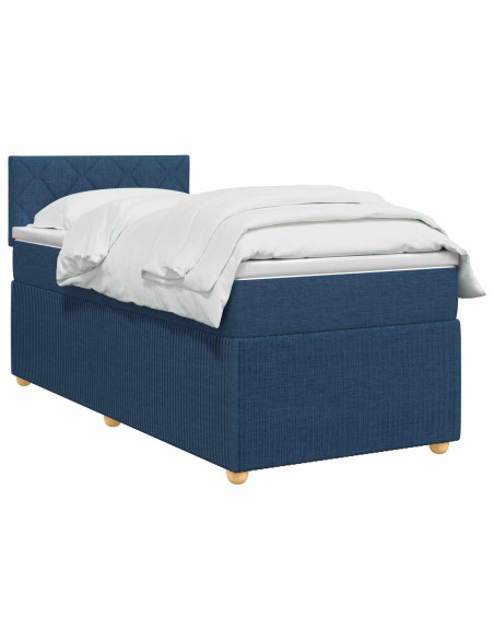 Letto box spring con materasso Blu 90 x 200 cm Tessuto