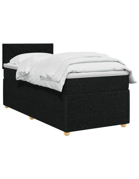 Letto box spring con materasso Nero 100 x 200 cm Tessuto