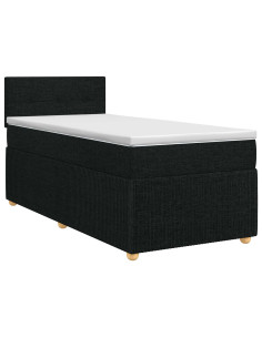 Letto box spring con materasso Nero 90 x 200 cm Tessuto