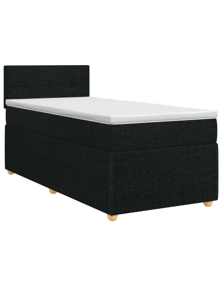 Letto box spring con materasso Nero 90 x 200 cm Tessuto