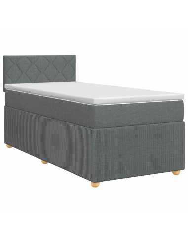 Letto box spring con materasso Grigio Scuro 90 x 200 cm Tessuto