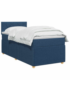 Letto box spring con materasso Blu 90 x 190 cm Tessuto 2