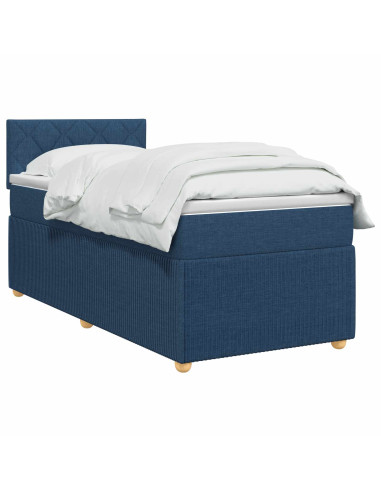 Letto box spring con materasso Blu 90 x 190 cm Tessuto