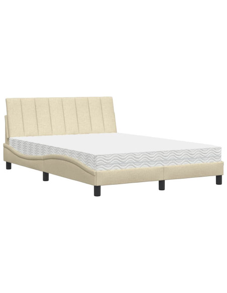 Letto con Materasso Hanko Crema 140x200 cm in Tessuto