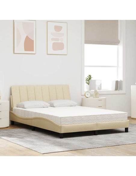 Letto con Materasso Hanko Crema 140x200 cm in Tessuto