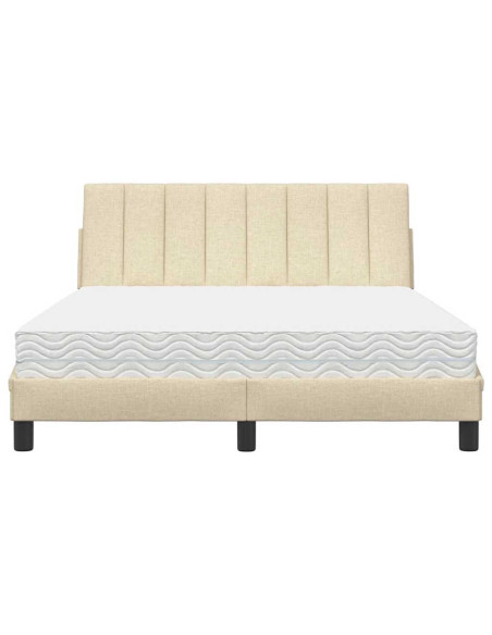 Letto con Materasso Hanko Crema 140x200 cm in Tessuto