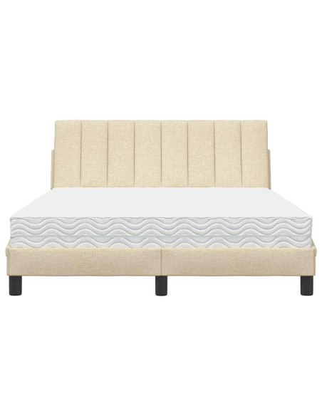 Letto con Materasso Hanko Crema 140x19 cm in Tessuto