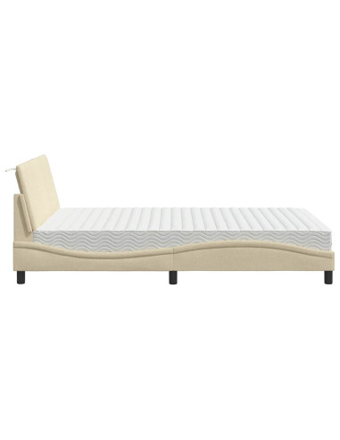 Letto con Materasso Hanko Crema 140x19 cm in Tessuto